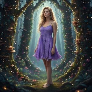 Raga Fairy Layered Ruffle Shimmer Mini Dress Lavender Metallic Silver XS Small